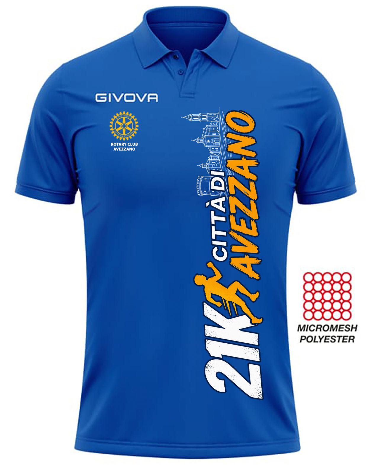 Polo ufficiale 2026 azzurra della 21K Città di Avezzano